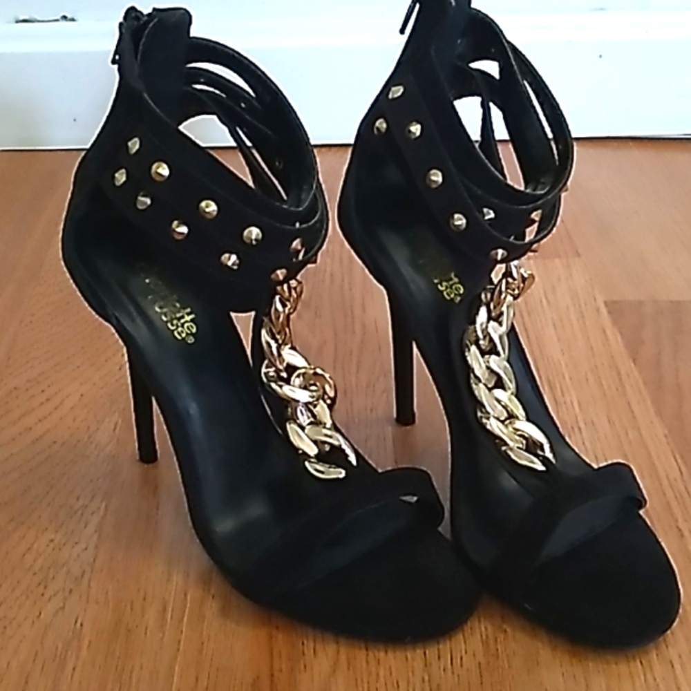 Charlotte Russe black suede studded stilettos
